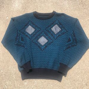 Vintage Grandpa Vibes Sweater Size Medium Unique Cottage Core Preppy Blue Vtg